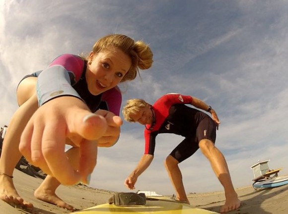 Lynzee and Jaz surfing